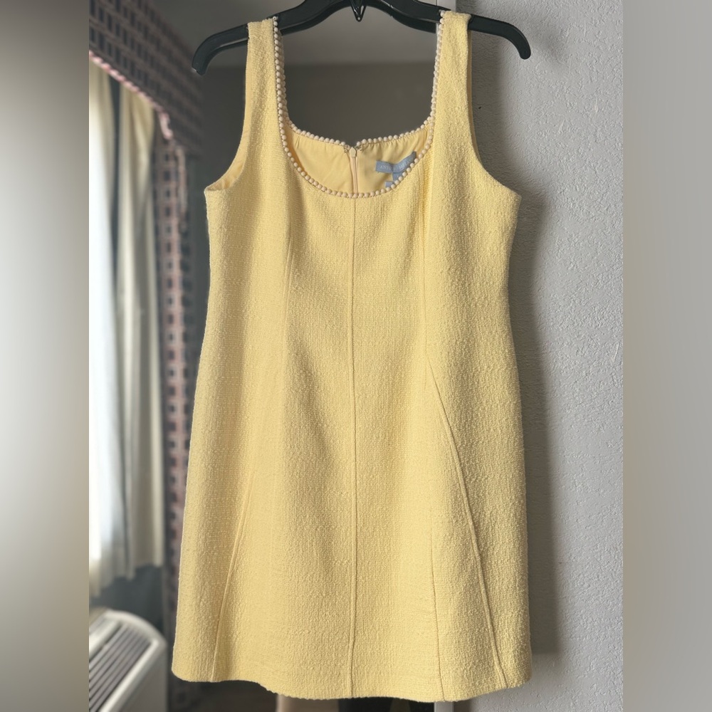 ANTONIO MELANI Pale Yellow Scoop Neck Mini Dress - Picture 3 of 6
